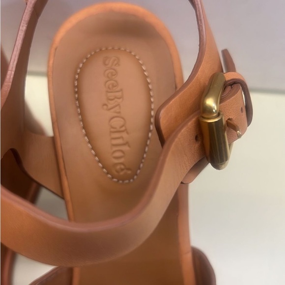 See By Chloe Women's Tan Wedge Sandals - Picture 3 of 8